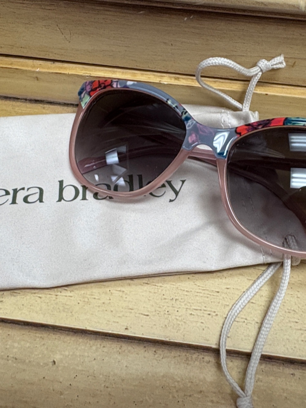 Vera Bradley Pink Sunglasses with Multicolor Floral Temples